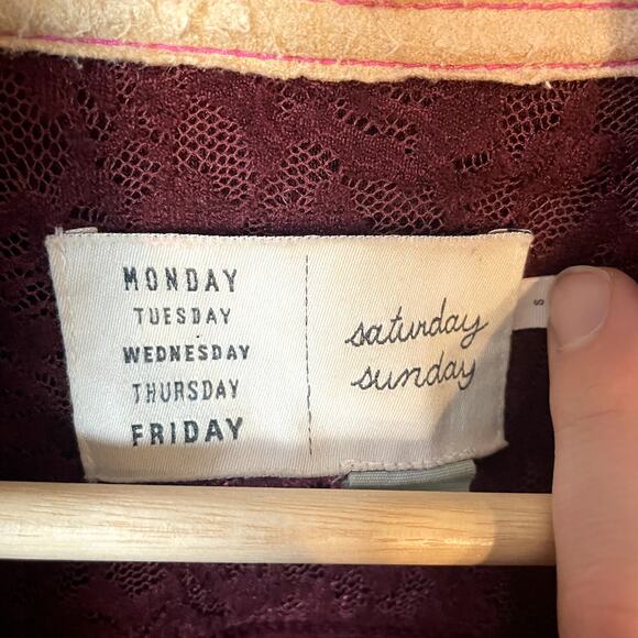 Anthropologie Saturday Sunday Loren Moto Zip Jacket Blazer Sweater In Burgundy S - Picture 7 of 14